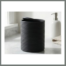 Bezos 3D Baskı Mini Yivli Çöp Kutusu Sallanır Kapaklı Masaüstü Banyo Makyaj Masası Kovası 12X9 cm Antrasit Mmbz
