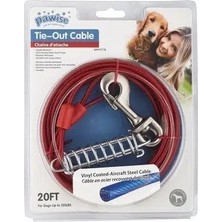 Hilera Pawise Köpek Yaylı Bahçe Bağlama Çelik Halatı 6m Kırmızı