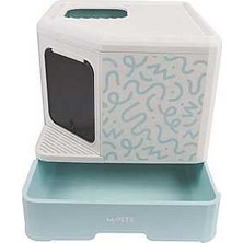 Hilera M-Pets Terra Forma Eco Desenli Kapalı Kedi Tuvaleti Mavi (50X52X48CM)