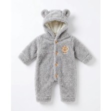 IQ Baby Welsoft Polarlı Unisex Bebek Tulum 0-3 Ay 3-6 Ay 6-9 Ay Kapüşonlu Yenidoğan Bebek Tulum