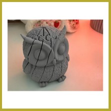 Bezos 3D Baskı Hareketli Baykuş Figürü - Eklemli Flexi Oyuncak - Gri Bcks