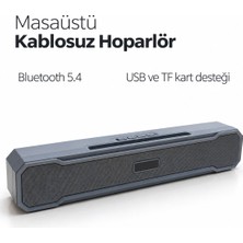 Yiğit Ticaret Metal Izgara Ön Yüzeyli Uzun Gövdeli USB Destekli Kablosuz Masaüstü Hoparlör - Lisinya