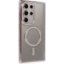 Techroid Samsung Galaxy S24 Ultra Kılıf Joke Simli Magneticsafe Kılıf - Pembe
