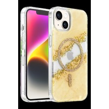 Techroid Onegif Apple iPhone 14 Lotus Simli Magsafe Kapak - Gümüş