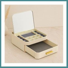 Bezos Aynalı Takı Organizeri - 10 Bölmeli Çekmeceli (20X22X8.5 Cm) Mac