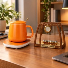 Keyfim Shop Kişiye Özel Isimli Saatli Masaüstü Newton Denge Topları & Isıtıcılı Kupa Seti – Ofis ve Iş Hediyesi