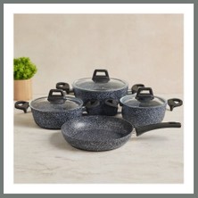 Bezos 7 Parça Granit Tencere ve Tava Seti (20-24CM Derin, 27CM Cam Kapak, 26CM Tava) Mmbz