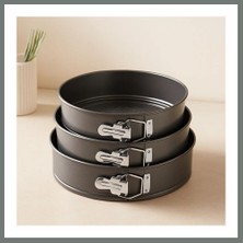 Bezos 3'lü Yuvarlak Metal Kelepçeli Kek Kalıp Seti 24-26-28 cm Mmbz