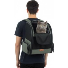 Airmove Premium Kedi Köpek Taşıma Çantası, Silinebilir, Yırtılmaz Fileli, Bükülmez Gövde, Sırt Çantası Tipi (Gri)