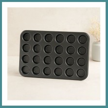 Bezos 24 Gözlü Metal Muffin Kek Kalıbı Siyah Mac