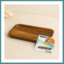 Bezos Akasya Ahşap Dikdörtgen Servis Tepsisi 25X14X1.4 cm Mac