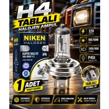 Niken H4 Tablalı Halojen Ampul 12V 100/90W P45T Süper Rally Traktör Far Ampulü 1 Adet