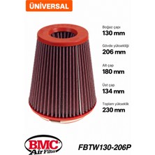 Bmc FBTW130-206P Universal Konik Performans Hava Filtresi 130 mm Boğaz / 206 mm Yükseklik / Plastik Kapak