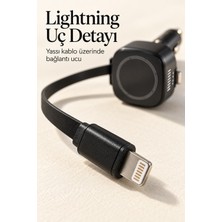 Hobilinka Makaralı Kablolu Araç Içi Hızlı Şarj Cihazı Type C ve Lightning