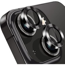 iPhone 15 ve 15 Plus Uyumlu Cmcov Kamera Lens Koruyucu, Siyah