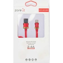 3291 Kırmızı Poro Lightning USB Kablo 1m-Zore ile Uyumlu