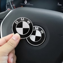 Stilix Garage Bmw Siyah Beyaz Logo Araba Direksiyon Amblem Damla Sticker 4,5 cm 45 mm 1 Adet