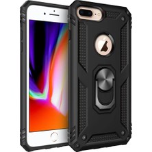 Techroid Apple iPhone 7 Plus Kılıf Sofya Yüzüklü Silikon Kapak - Siyah