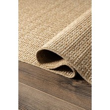 TI004A Bej Jüt Halı; Naturel Sisal Örgü Hasır Dokulu ve Yıkanabilir