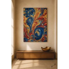 Ebru Sanatından Ilham — Su Üstü Deseni — 30×40 cm Kanvas Tablo