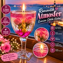 Vaveni Romantik Gül Tasarımlı Kadeh Mum