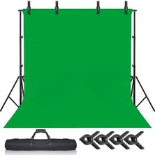 200X300 cm Chromakey, Green Screen, Greenbox Yeşil Fon Perde ve 2 Ayaklı Fon Standı