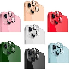 iPhone 14 - iPhone 14 Plus Kamera Camı Lens Koruyucu Halka Set - AL3130 (Gümüş)