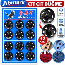 Abnturk 12 Adet Büyük Boy Çıtçıt 21MM Siyah Metal Dikmeli Çıtçıt Dayanıklı Malzeme Güçlü Kavrama