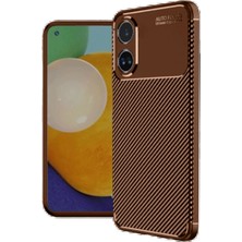 Techroid Oppo A60 Kılıf Auto Focus Karbon Kapak - Kahverengi