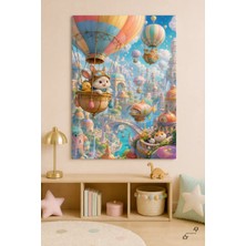 Uçan Balonlu Şehir — 30×40 cm Kanvas Tablo