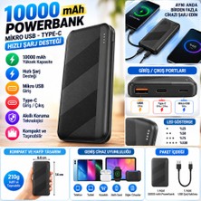 Techroid Mikro Type-C USB Hızlı Şarj Edebilen 10000 Mah Powerbank