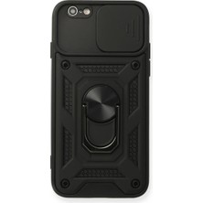Techroid Apple iPhone 6 Kılıf Pars Lens Yüzüklü Silikon - Siyah