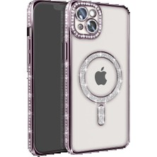 Techroid Apple iPhone 14 Kılıf Joke Simli Magneticsafe Kılıf - Pembe