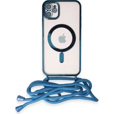 Techroid Apple iPhone 11 Kılıf Divo Lazer Askılı Magsafe Kapak - Sierra Blue