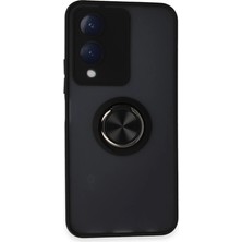 Techroid Vivo Y17S Kılıf Montreal Yüzüklü Silikon Kapak - Siyah