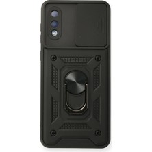 Techroid Samsung Galaxy A02 Kılıf Pars Lens Yüzüklü Silikon - Siyah