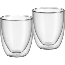 2'li Çift Cidarlı Cappuccino Bardağı Seti, 250 Ml, Isıya Dayanıklı Termal Cam, Çay ve Kahve Bardağı