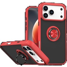 Techroid Apple iPhone 17 Pro Max Montreal Yüzüklü Silikon Kapak - Kırmızı
