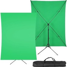 2X2M Yeşil Fon Perde ve 2X2M Fon Standı Fotoğraf Video Çekim Kiti, Çantalı Set