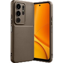 Techroid Vivo Y29 4g Auto Focus Karbon Kapak - Kahverengi