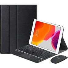 iPad 7.nesil 10.2 Inch 2019 ile Uyumlu Bluetooth Touchpad Klavye + Bluetooth Mouse + Standlı Kılıf - Bkk7