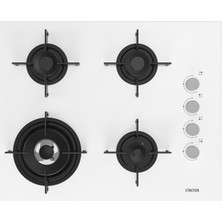 Altus Ala 189 Dw 65 cm 3+1 Wok Gözlü Ankastre Cam Ocak (Doğalgaz, Beyaz)