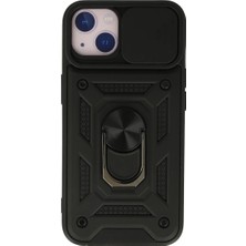 Techroid Apple iPhone 15 Kılıf Pars Lens Yüzüklü Silikon - Siyah