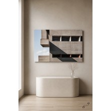 Brütalist Beton Kompleks — Sert Gölgeler — 30×40 cm Kanvas Tablo