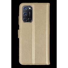 Techroid Oppo A52 Trend S Plus Kapaklı Kılıf - Gold
