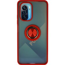 Techroid Xiaomi Redmi K40 Kılıf Montreal Yüzüklü Silikon Kapak - Kırmızı