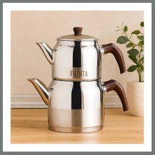 Bezos Orta Boy Çelik Çaydanlık Seti (Çift Kapaklı, Süzgeçli) 1.25L/2.25L Mmbz