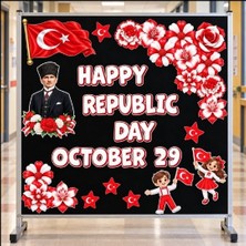 Ti Play Ingilizce 29 Ekim Cumhuriyet Bayramı Hazır Fügür Kesim Pano Süsü (Happy Republic Day October 29)