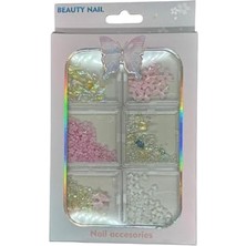 6 Çeşit Karışık 3D Tırnak Charmı, 2 Renkli