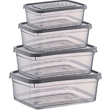 Kapaklı Şeffaf Plastik Saklama Kutuları, 4'lü Set